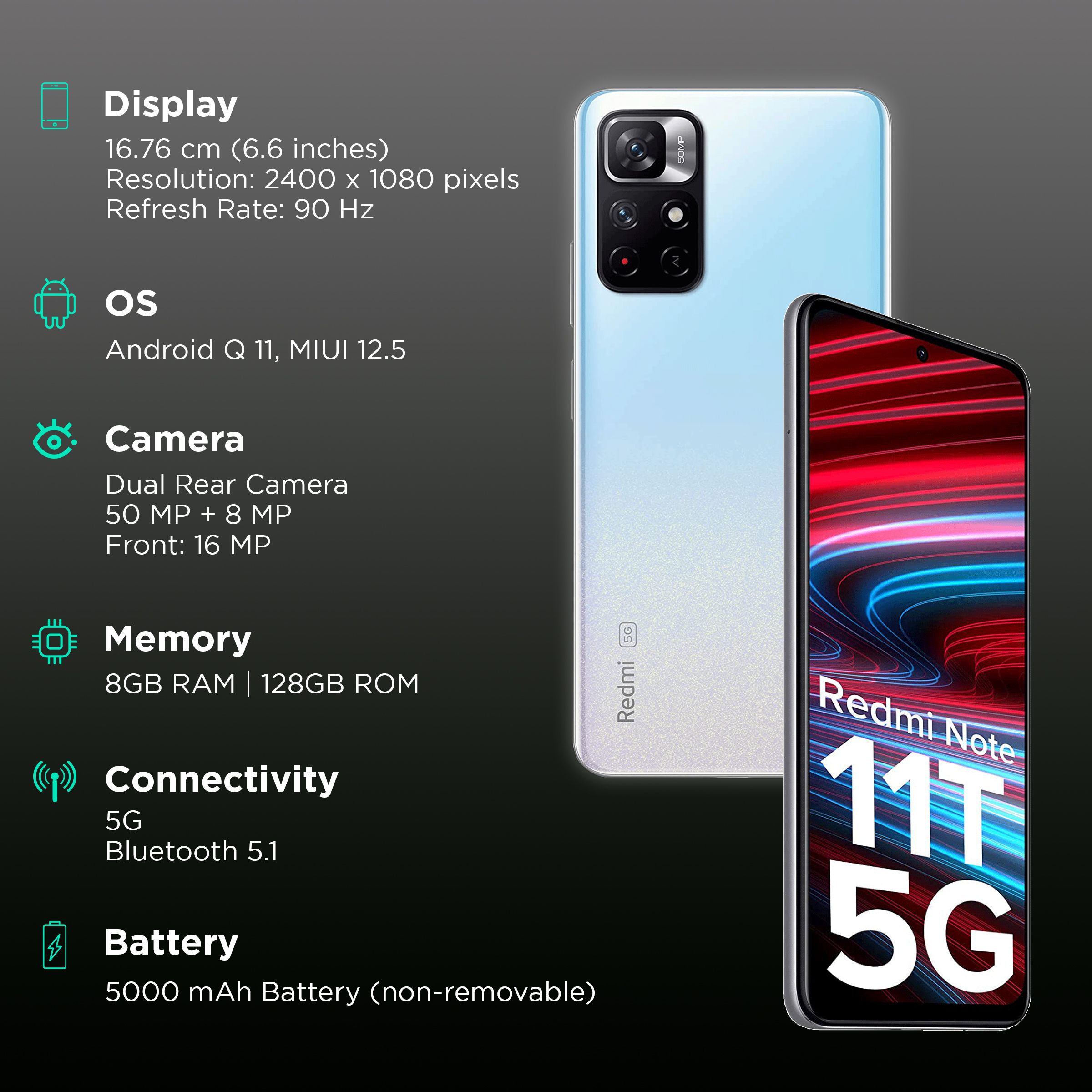 Buy Redmi Note 11T 5G (8GB RAM, 128GB, Stardust White) Online - Croma